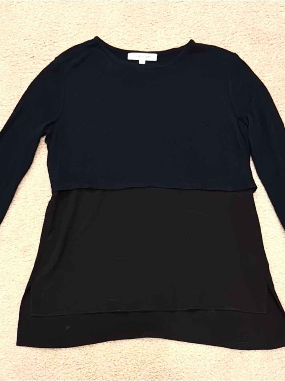 Elizabeth and James Black Boxy Long Sleeve Blouse